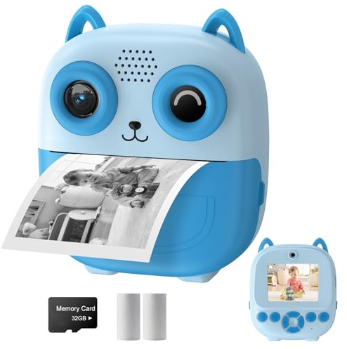Kids Camera, Instant Print, Multifunctional Toddler Camera with Instant Photo Printing, 2.4 HD Screen, Digital Camera for Kids, Christmas, Birthday, Gifts for 3-12 Years Old