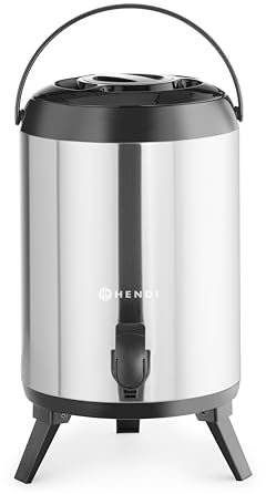 HENDI Distributore di acqua calda e fredda, portatile, con rubinetto salvagoccia, da -10° a 100°C, distributore dispenser erogatore termico, 9L, ø226x(H)350mm, acciaio inox, isolamento in PU