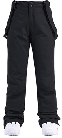 Skihose Damen, Gefüttert mit Hosenträgern Schneehose Outdoorhose Damen Wasserdicht Winddichte Snowboardhose Latzhose Winterhose Warm Ski Softshellhose Funktionshose (02 Schwarz, 3XL)