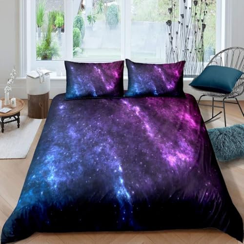 3D Mikrofaser Bettwäsche 135X200 Cm 3 Teilig Landschaft Im Weltraum Kinderbettwäsche Angenehme Bettbezug Mit Reißverschluss Kissenbezug Familienbett Bettwäsche-Sets - Allergie Vorbeuge -48307674439617
