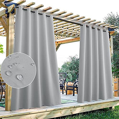 Wasserdichte extrabreite Outdoor-Vorhänge, wärmeisoliert, Verdunkelungsvorhänge für Pergola/Wintergarten, mit Ösen, Beige, 132 x 213 cm, 1 Panel