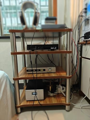 mueble equipo hifi Rack De Audio De Alta Fidelidad, Estante Esquinero Vertical De 4 Niveles Para Soporte De Medios Audiovisuales/gabinete Para Componentes Estéreo, Para Reproductores De DVD Y Consolas