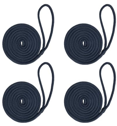 Mesle Fenderleine mit Auge 4er Set, Seil für Fender Boot, Festmacherleine, Seil am Bootsfender befestigen an Boot, Schiff, Yacht