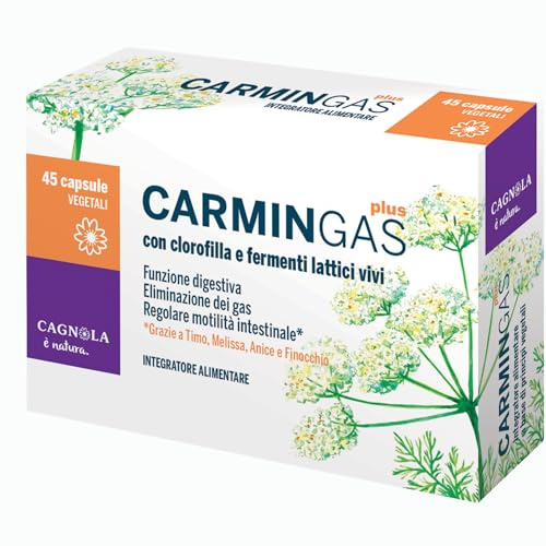 CAGNOLA | Integratore per Meteorismo e Gas Intestinali, Carmingas Plus 45 Capsule Vegetali, con Carbone Vegetale, Estratti Vegetali e Fermenti Lattici Vivi | Per gas intestinali, con carbone vegetale, estratti vegetali e fermenti lattici vivi