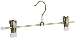 Perchas, Perchas con Clip, 10 Piezas, Metal, Blanco, Cromado, Antideslizante Clip, Pantalone, Falda, Gancho Giratorio 360°, 30 cm (8871_01/10)