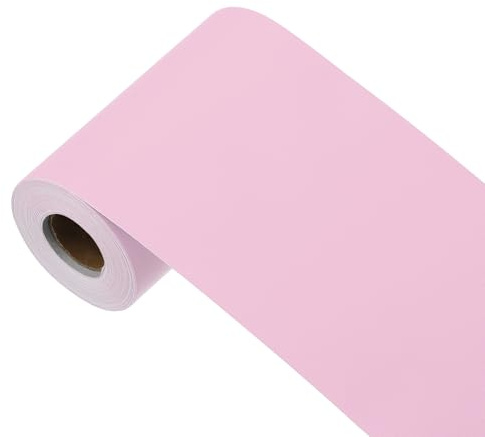 sourcing map Papier peint rose doux à décoller et à coller, papier peint autocollant en vinyle de couleur unie, décoration murale pour revêtement mural 998,2 x 9,9 cm