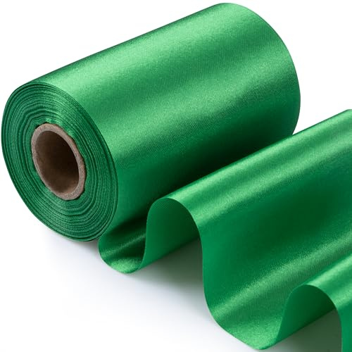 Foshird Geschenkband Grün 10cm x 20m Breit Schleifenband Weihnachten Satinband Schleifen Groß für Öffnung Geburtstage Hochzeit DIY