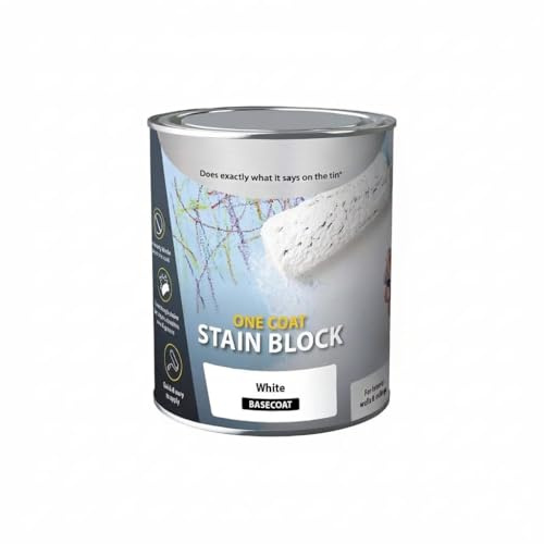 HOCHSTE® One Coat Stain Block, Long-Lasting Topcoat, Excellent Coverage, White Basecoat for Interior Walls & Ceilings, Easy Application, 750ml
