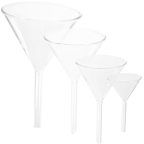 IMIKEYA 4 piezas Conjunto de Embudos de Vidrio de Laboratorio de Borosilicato Embudos Científicos Compactos y para Filtración y Experimentos Químicos Biológicos y Médicos