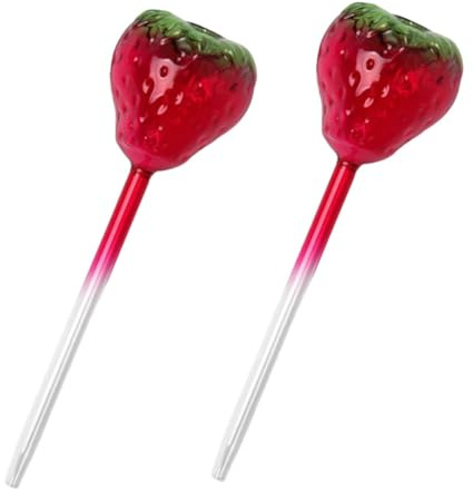 Lurrose 2pièces Bâtonnets Arrosage Verre Forme Fraise Système Goutte à Goutte Automatique pour Plantes Intérieures Et Extérieures