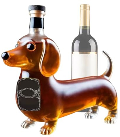 Botella de whisky – Decantador de licor de vidrio en forma de perro salchicha | Recipiente coleccionable de vino y licor para restaurante, comedor, inauguración de la casa, regalo de cumpleaños
