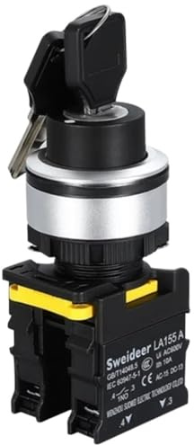 30mm Schlüsselwahlschalter Druckknopf Netzschalter 2 3 Wege Momentary Reset Selbsthemmend Ein Aus 12V24V220V(1NC1NO,Self-Reset)