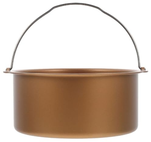 BESPORTBLE Moule à Gâteau Rond 20 CM en Acier au Carbone Antiadhésif pour Friteuse à Air Chaud Accessoire Cuisson Domestique Poignée de Transport Plat Pâtisserie Pratique et Solide