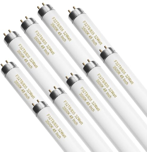 Konideke 10 Pack, F32T8/835 32W T8 Fluorescent Tube Light Bulb 48 Inch, 3500K Warm White, 4 Foot Fluorescent Bulbs, G13 Medium Bi-Pin Base