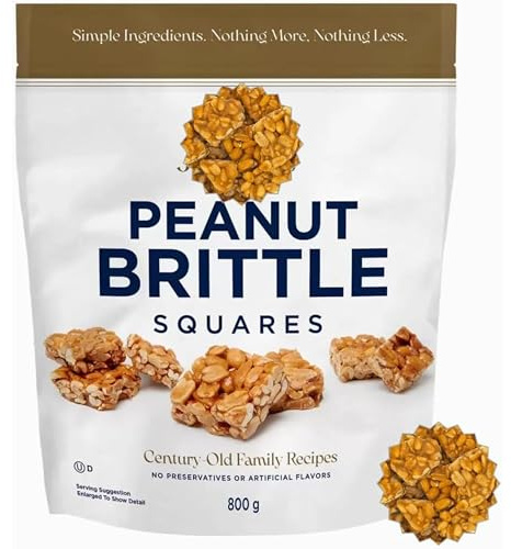 Ark Future Peanut Brittle Squares 800g – Crunchy Roasted Peanuts in Golden Caramel Toffee, Classic Sweet Snack Treat