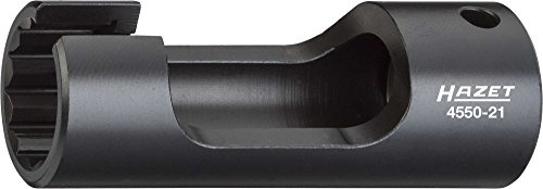 Hazet Einspritzleitungsschlüssel 4550-21, 1/2 Zoll (12,5 mm) Vierkant | Antrieb 1/2 Zoll (12,5 mm) Vierkant hohl, Abtrieb Außenprofil Doppelsechskant, Chrom-Vanadium, brüniert, SW 21 mm, 294 g
