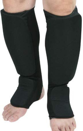 Cloth Shin & Instep Guard Taekwondo, Martial Arts, MMA Foot Protective Gear Protector for Sparring (Black/White; Child Small to Adult XL) (Black, Child Large)