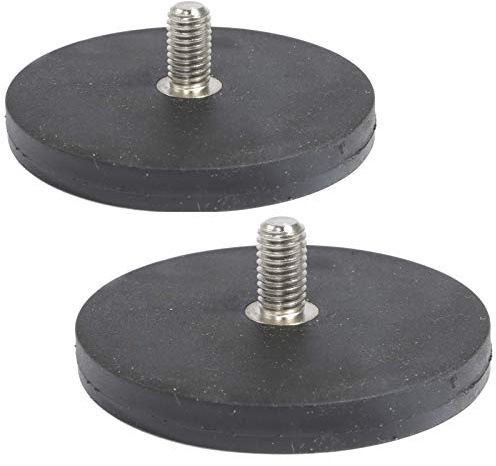 2 Stück Neodym Magnete Gummiert D 66mm Mit M8 Außengewinde 22 KG Zugkraft Flachgreifer Magnet Scheibe Topfmagnet Gummi Runde Magnete mit Gewinde für Schrauben Öse oder Haken