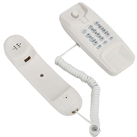 Schnurgebundenes Telefon, Englisches Festnetztelefon mit an der Wand hängendem Kabel und RJ45 (6P2C) -Leitungsschnittstelle mit Flash-/Stumm-/Wahlwiederholungsfunktion(Weiß)