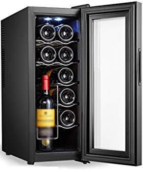 hanzeni Vinoteca para Vertical, Almacenamiento De Humedad Y Temperatura Constante, Pantalla LED, Talla Única, Negro