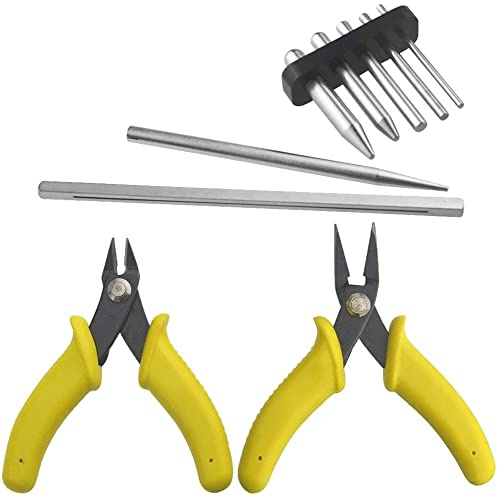 XINMEIWEN 9-Teiliges Metall Modell Werkzeug Set - DIY Kits Mit 7 Zylinder Kegel Form Biege-Tools und 2 Mini Flache Nadelzangen für 3D Puzzle Modell Zusammenbau
