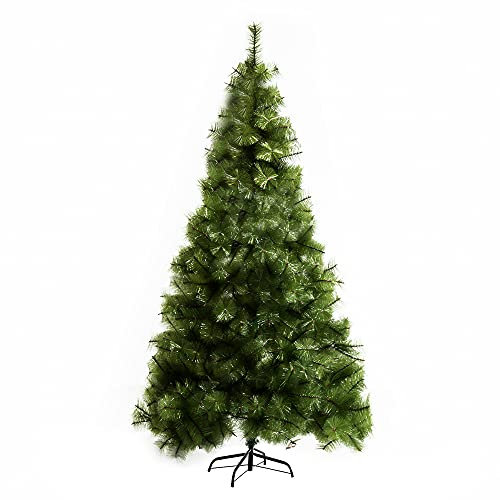 HOMCOM Künstlicher Weihnachtsbaum 2,1 m Christbaum Tannenbaum 505 Äste Dichte Zweige einfacher Aufbau Authentischer Christbaum mit Metallständer PET Metall Grün Ø90 x 210 cm