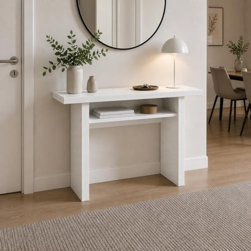 Terraneo Yellowshop - Tavolo consolle allungabile L35/70xP120xH75 cm Oplà bianco effetto legno