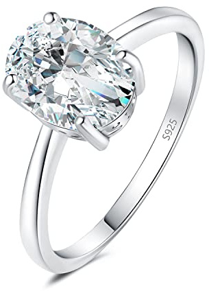 JewelryPalace Klassisch 1ct 2ct Oval Moissanite Zirconia Solitär Promise Ring Damen, Schmuck Set, Verlobungsring Damenring Silber 925 mit Stein Frauen, Simulierte Diamant Eheringe Rosegold Gold