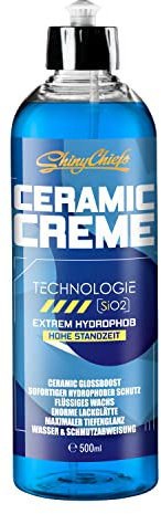 ShinyChiefs CERAMIC CREME - Keramik Versiegelung - Flüssigwachs mit SiO2-Keramik-Technologie - Langzeitschutz für die Auto-Lack-Pflege - Extrem hydrophober Schutz mit Hochglanz-Effekt, 500ml