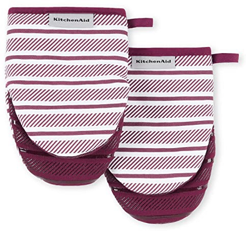 KitchenAid Albany Mini Oven Mitt 2-Pack Set, Beet, 5.5x8