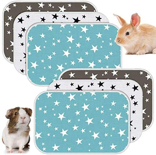 6er Pack Saugfähige Meerschweinchen Käfig Einlagen Wiederverwendbare PIPI Pads Waschbare Urin Unterlagen wasserdichte Urin Pads Kätzchen Welpenmatten für Kleintiere, 3 Stile (24 x 35 Zoll)