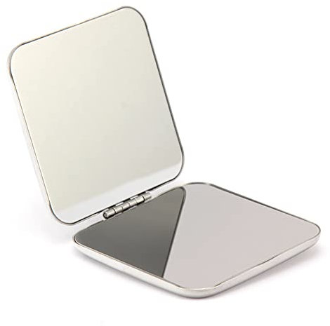 Cdemiy Taschenspiegel Klein, Edelstahl Taschenspiegel Klappbar, Tragbar Doppelseitig Klappspiegel, Reisespiegel Kompaktspiegel, Handspiegel Geschenke für Mädchen Damen Herren Shopping Trave (Quadrat)