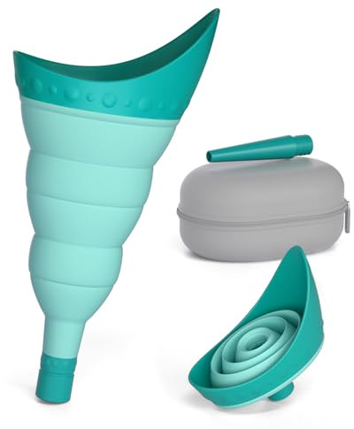 TRIPTIPS Pee Conch Foldable Female Urinal Device Portable Urinal for Women Pee Funnel for Women Travel, She Pee Cup for Women Stand to Pee Womens Urinal Funnel with Tube Case (A-Blue)