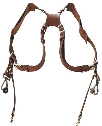 HERCHR Tracolla Doppia per Fotocamera, Accessorio per Imbracatura Tracolla per Fotocamera Digitale in Doppia Pelle Universale Regolabile per Fotocamere DSLR/SLR (Marrone)