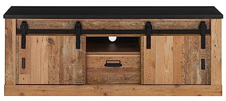 Furn.Design TV-Lowboard in Used Wood hell und anthrazit TV Unterteil in Komforthöhe 162 x 61 cm, Stove