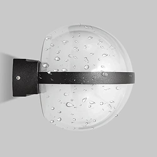 Mjsdjof Aplique De Pared Esférico Para Interiores, Lámpara De Pared De Metal Negro Con Bola De Vidrio + Pantalla De Acrílico, Apliques De Pared LED Modernos De 10 W, Lámparas De Aplique Impermeables P