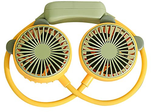 Shanrya Ventilatore da Collo Portatile Tubo Flessibile in Metallo ABS Ventilatore da Collo a Mani Libere velocità del Vento a 2 velocità per Ufficio (Limone Giallo)