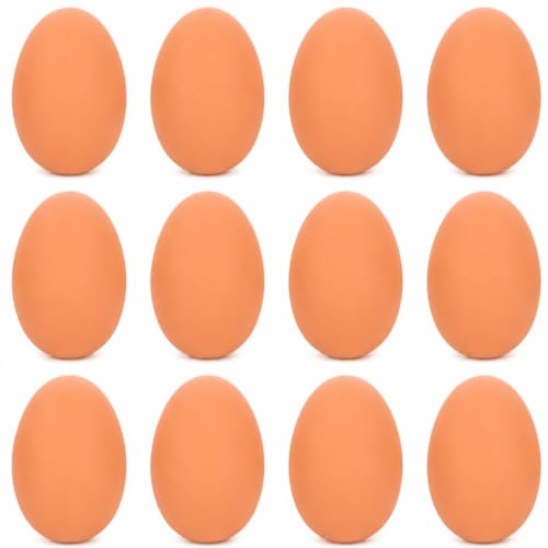 12 Bouncy Eggs for Kids, Rubber Egg and Spoon Race Sports Day Games | Fake rubber eggs for Easter hunts, party bags, school races, outdoor games, novelty pranks and reusable bouncing fun