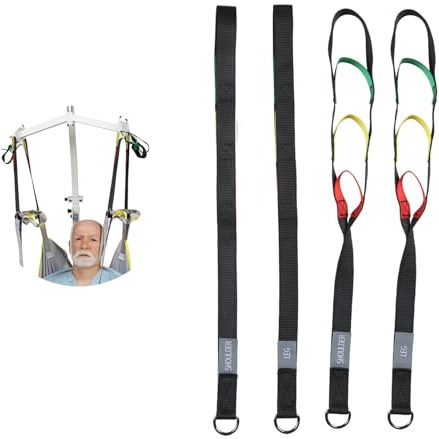 EZ Assistive Patient Lift Sling Straps for Attaching Sling and Hoist, Extension Loop Tie Down Straps, Pack of 1 set (1 set = 4 pcs) in One Size