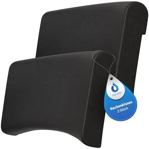 AQUADE 2X Badewannenkissen Schwarz Modell: Ruhr Nackenpolster Wannenkissen | Kissen für Wanne, Nackenkissen Nackenpolster Kopfstütze mit Saugnäpfen