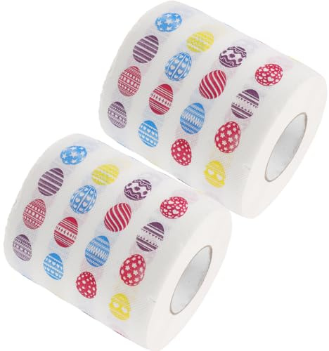 2 Rollen Osterei-Toilettenpapier Ostern Bedruckte Papierservietten Lustiges Toilettenpapier Einweg-Servietten Taschentücher Dekorative Toilettentücher Für Zuhause Büro