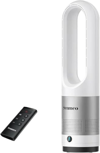 Senmeo Ventilatore a Torre Senza Pale, 55 cm Ventilatore a Colonna con Telecomando, Oscillazione 90°, 8 Velocità, Timer 9 Ore, Display LED, Ventilatore Silenzioso per Camera da Letto, Soggiorno