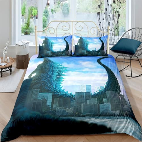 sonicpony Duvet Cover Set Queen King Size Dinosaur Comforter Cover Bedding Set 3D Cartoon Microfiber 1 Piece Duvet Cover with Zipper Closure 2 Pieces Pillow Shames No Comforter (Dino32, Full/Queen)