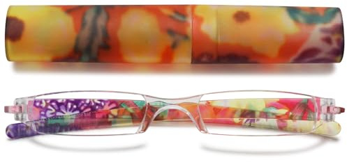 VEVESMUNDO Slim Rimless Reading Glasses Women Men Retro Narrow Floral Patterned Frameless Eyeglasses Spectables Readers +1.0,+1.5,+2.0,+2.5,+3.0,+3.5,+4.0