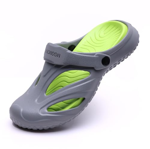 Zuecos Mujer Hombre Verano Zapatos de Jardín Zapatillas de Playa Piscina de Playa Respirable Ligeros,Gris,38/39