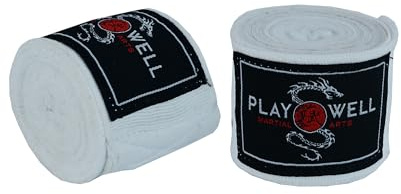 Playwell Boxbandagen, Stretch-Baumwolle, 4 m lang, Weiß