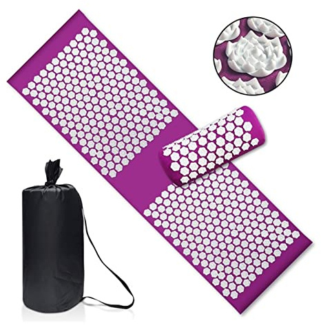 DUnLap Massagekissen Upgrade Langer Nonlip Akupressur Kissen Massage Matte Applikator Rückenschmerzen Fußmassagegerät Fitness Pilatus Massagekissen (Size : Update3pc Purple)