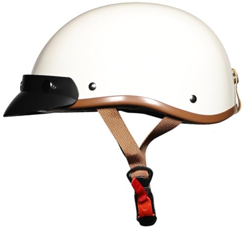 Mezzo Casco Da Motociclista Retrò Casco Scodella ECE Omologato Caschi Jet E Demi-Jet Caschi Cromwell Con Boucle Dégagement Rapide Per Uomo Donna Biker Cruiser Scooter Touring