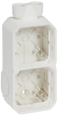 LEGRAND, Plexo New Feuchtraum Aufputzdose 2-fach, Aufputzgehäuse, 2 Membranen, 2 ISO 20 Kabelzugänge, horizontal und vertikal installierbar, Farbe: UltraWeiß, 069866L