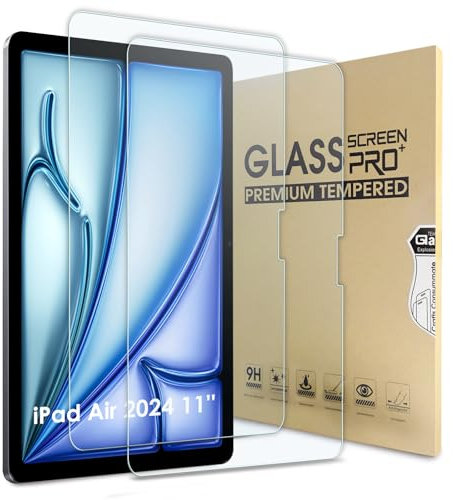 Bighan Pellicola salvaschermo compatibile per IPad Air 2024 11'', confezione da 2, pellicola in vetro temperato con durezza 9H, pellicola trasparente antibolle, copertura totale